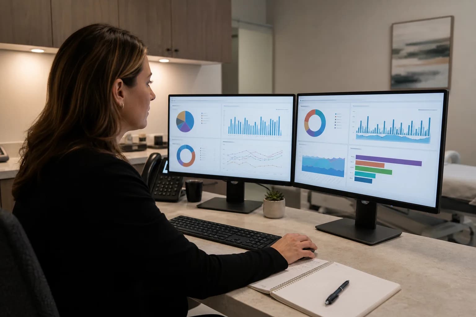 Quarterly benchmarking cycle from data compilation through gap investigation to re-measurement