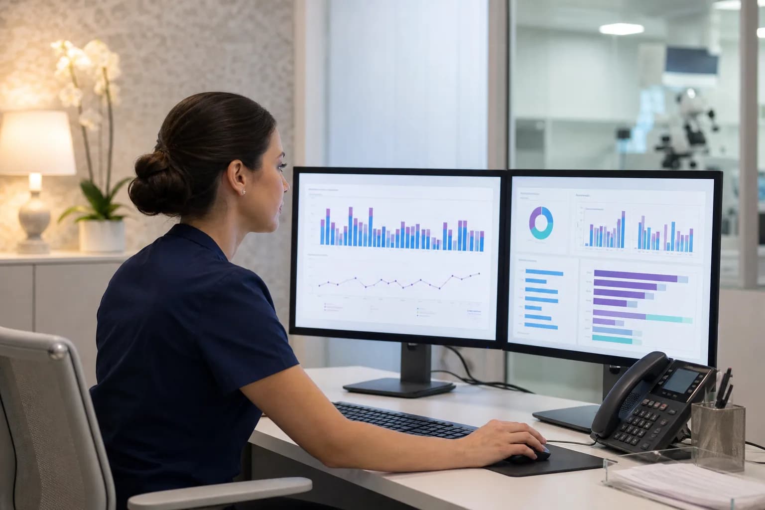 Quality committee tracing a reported indicator back through calculation to its source records