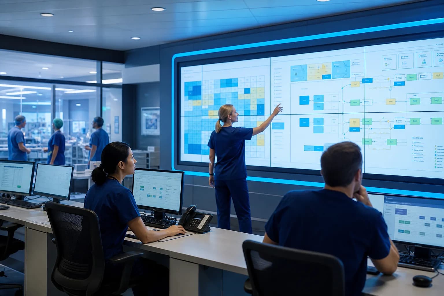 Multi-branch hospital network reviewing occupancy constraints