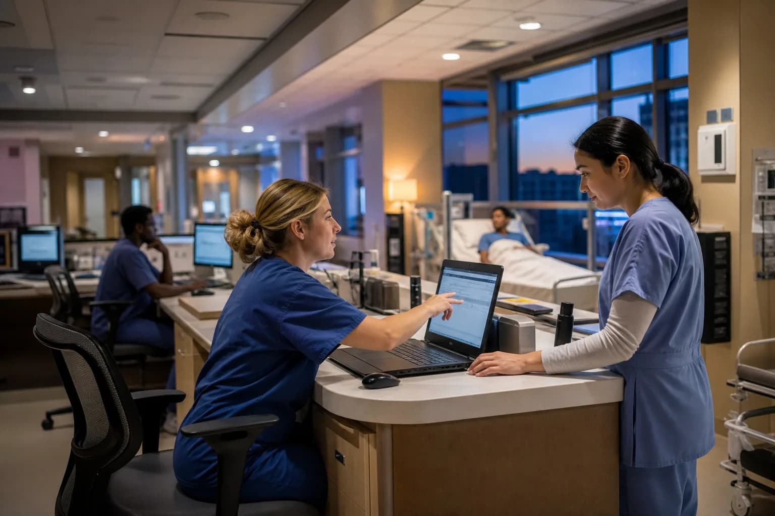 Ward team using EHR worklists to keep inpatient flow and handoffs on track