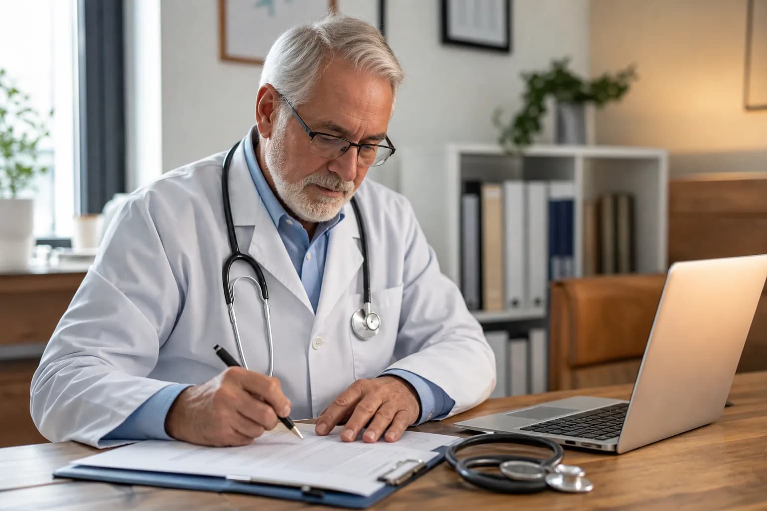 Health information staff reviewing duplicate patient records before migration