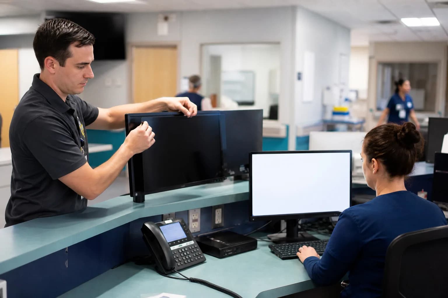 Reference hospital network zones covering clinical, imaging, device, administrative, guest and management traffic