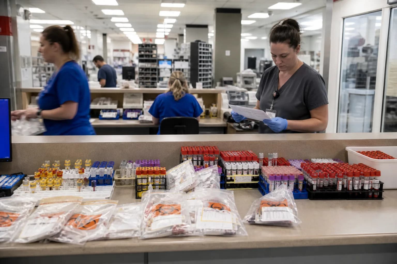 Laboratory staff recording a critical microbiology result communication with read-back confirmation