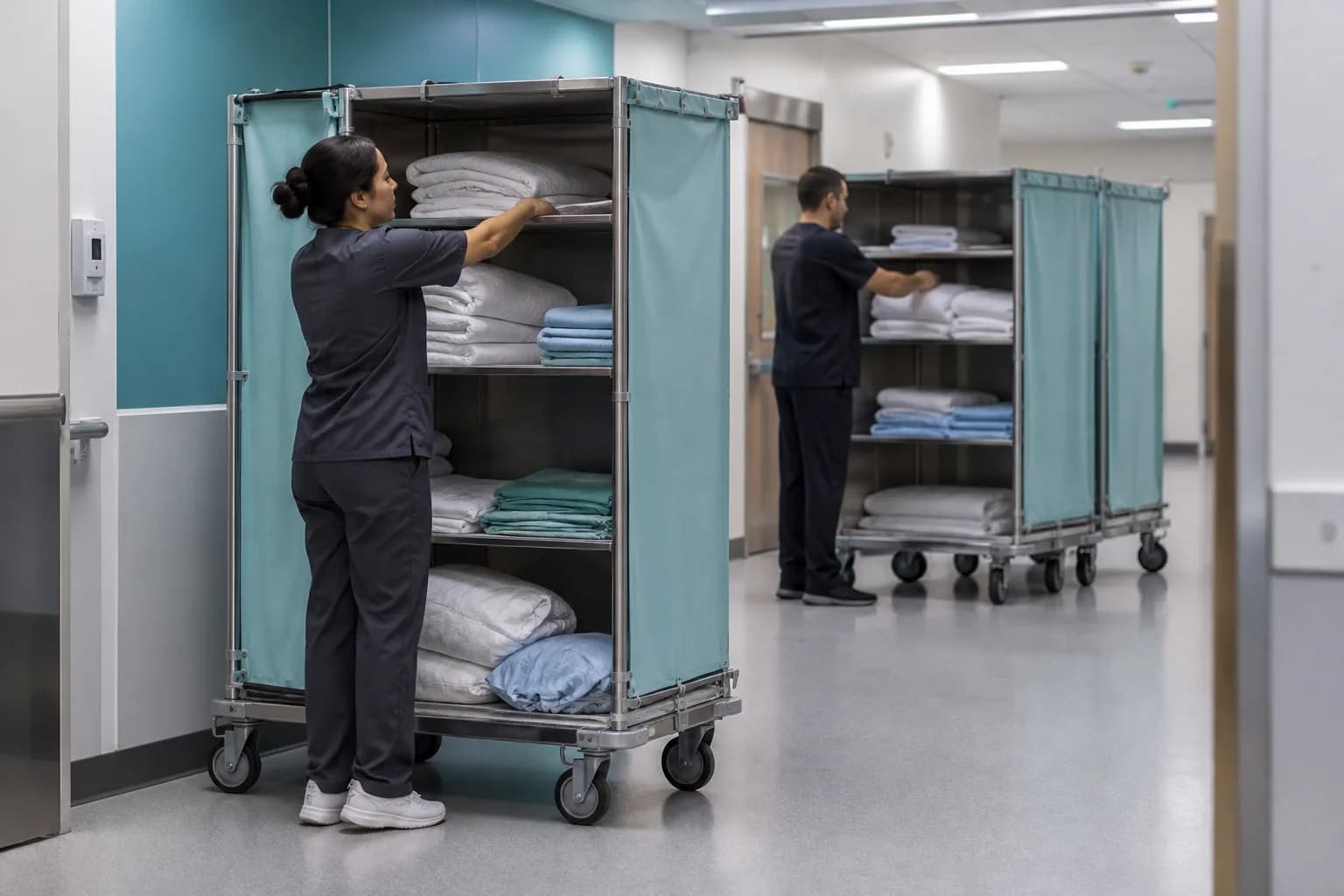 Housekeeping, portering, and biomedical maintenance metrics affecting patient flow