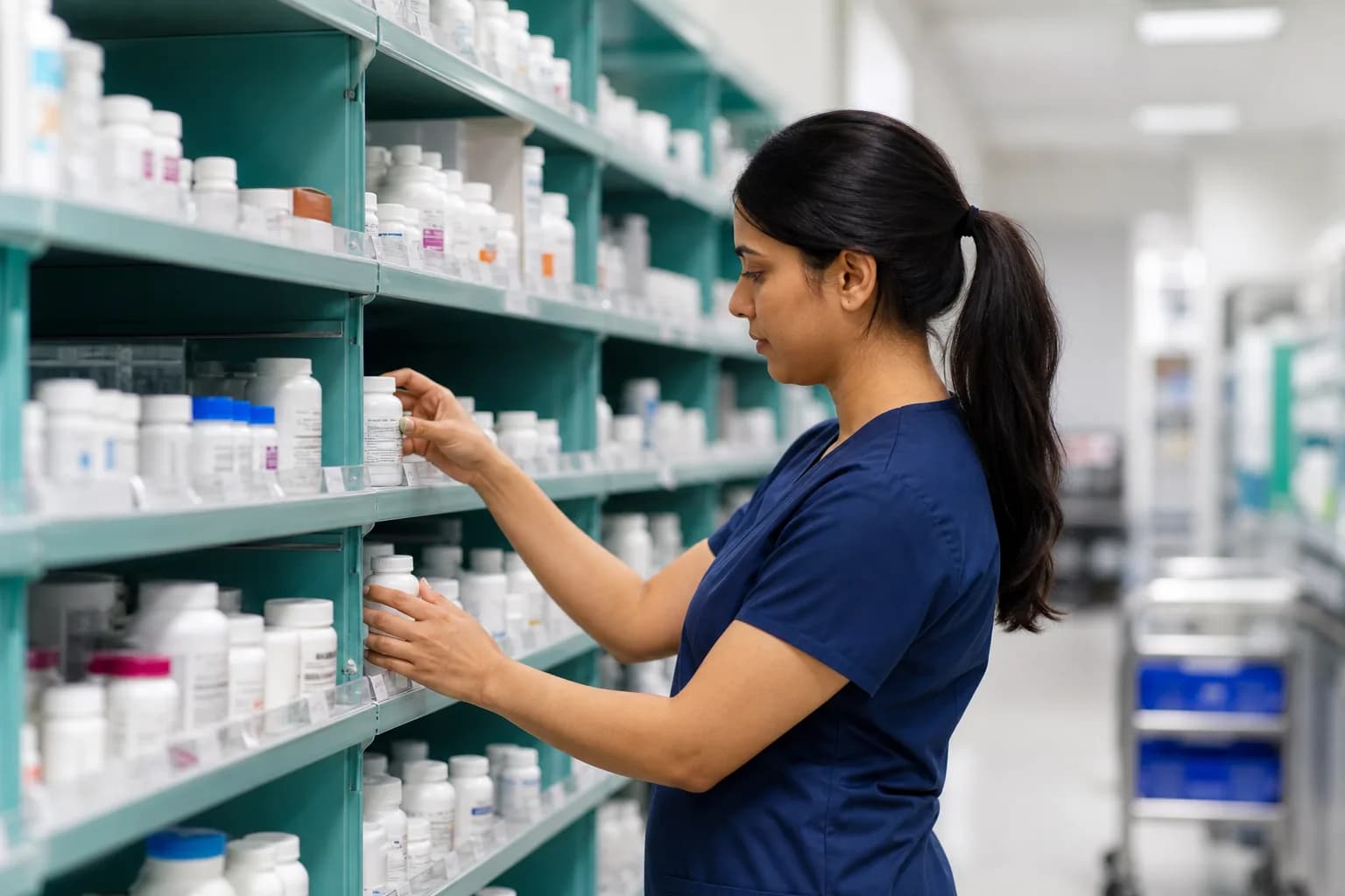Central procurement and local dispensing responsibilities across pharmacy sites