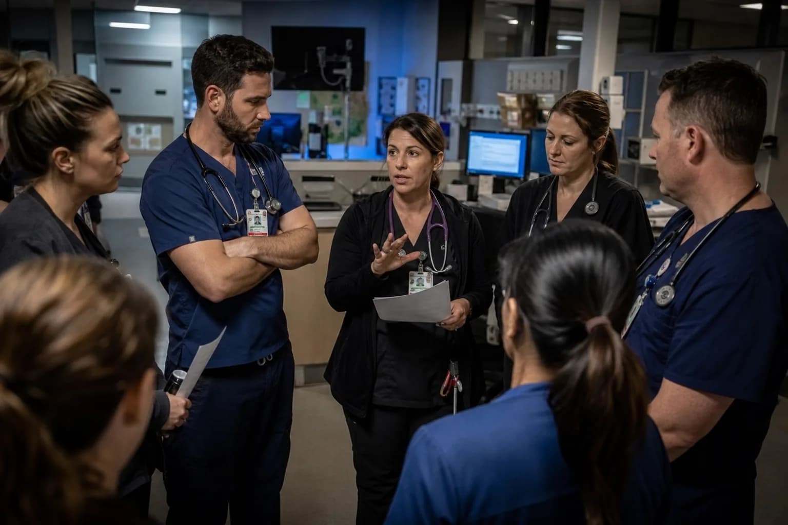 Policy reconciliation workshop resolving conflicting hospital shift rules