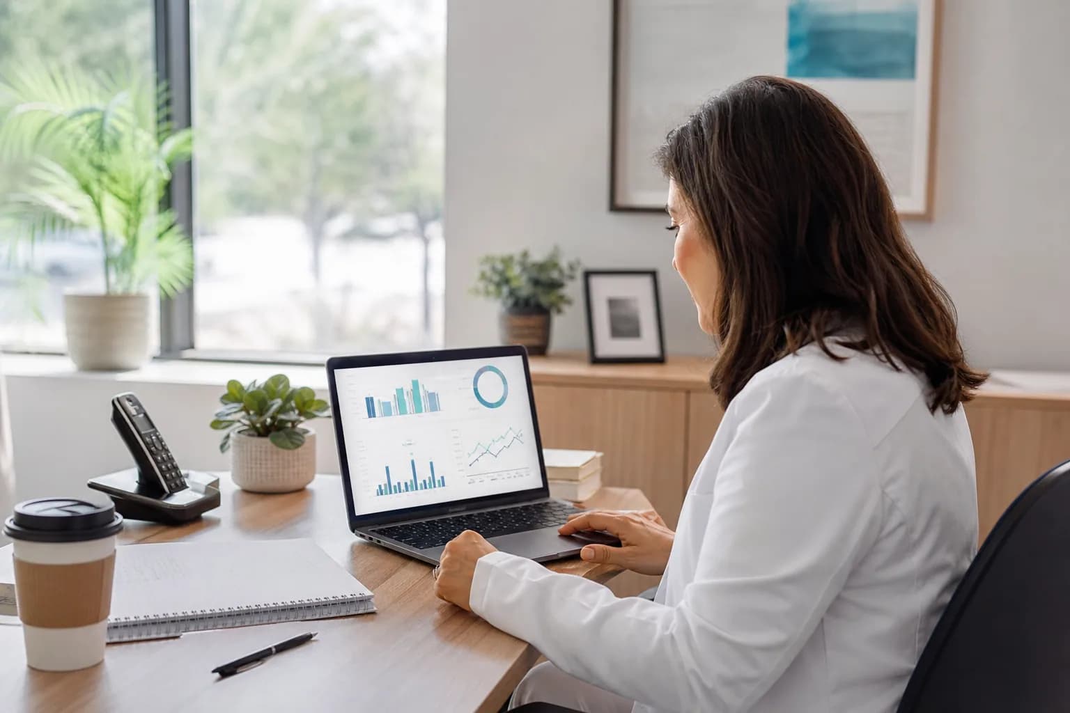 A dense multi-page hospital management report contrasted with a single-page executive summary