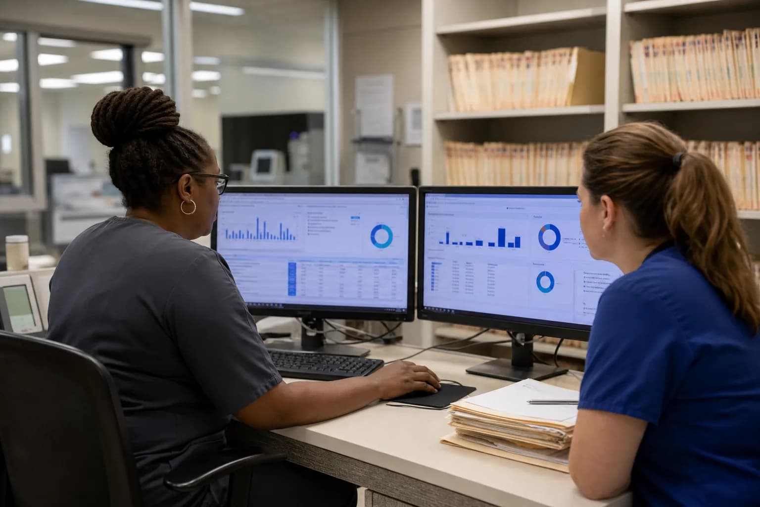 Registration clerk completing patient identity capture during OPD rush
