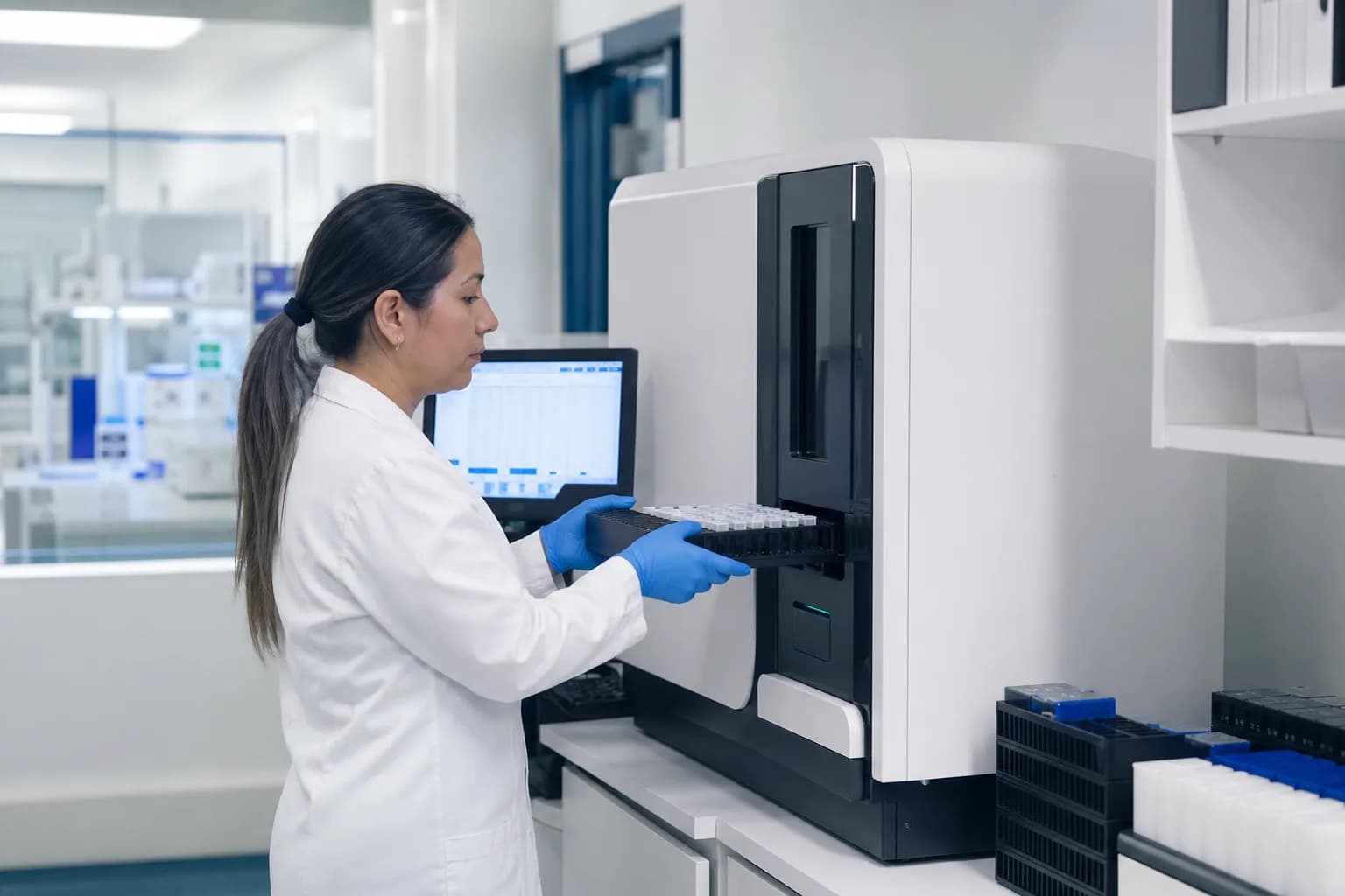 Assessor tracing a released laboratory report back through calibration and quality control records