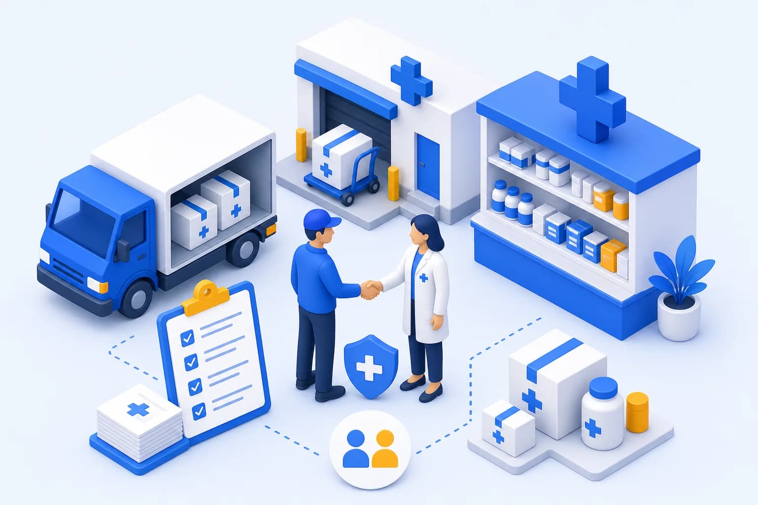 Connected e-prescription stock deduction and hospital billing flow