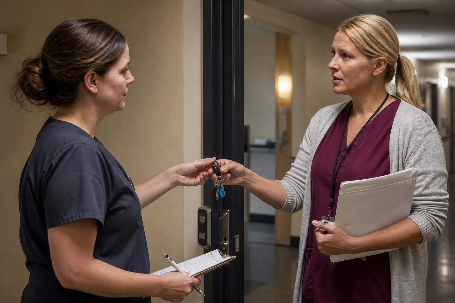 Monthly contractor compliance pack reconciled against hospital gate attendance records